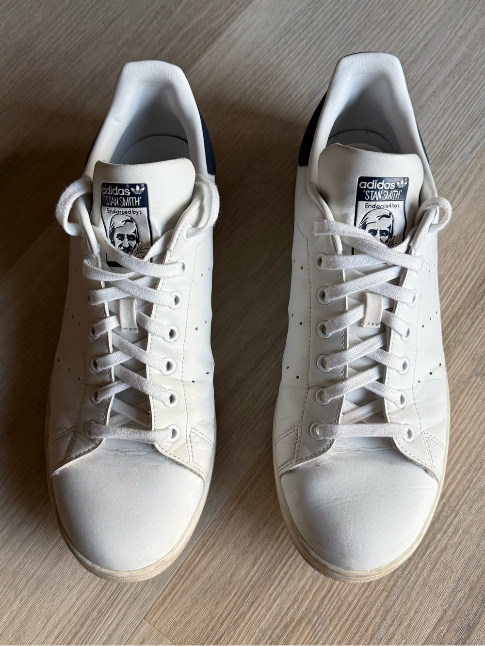 adidas Stan Smith White & Navy Leather Sneakers Men’s 11.5